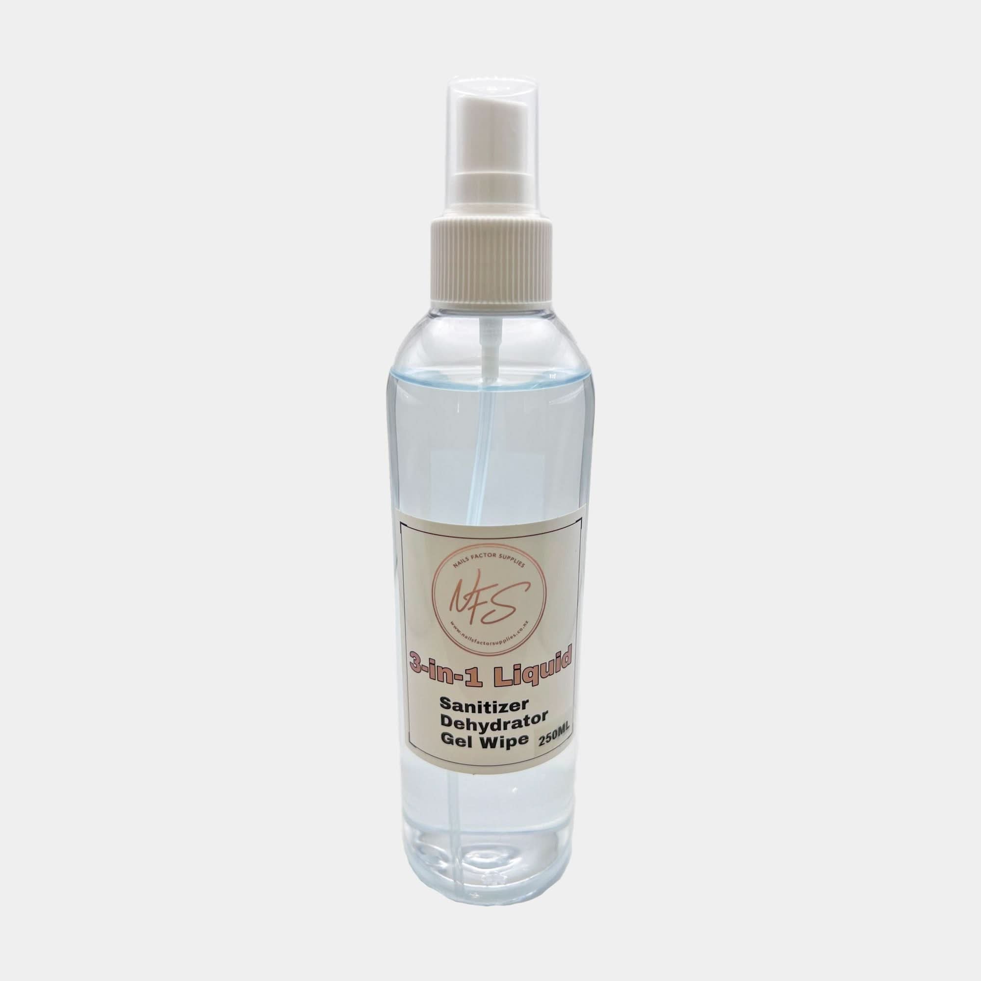 3 - in - 1 Liquid Dehydrator Gel Wipe and Sanitizer - 250ml Spray Bottle - AUD - Nails Factor Supplies