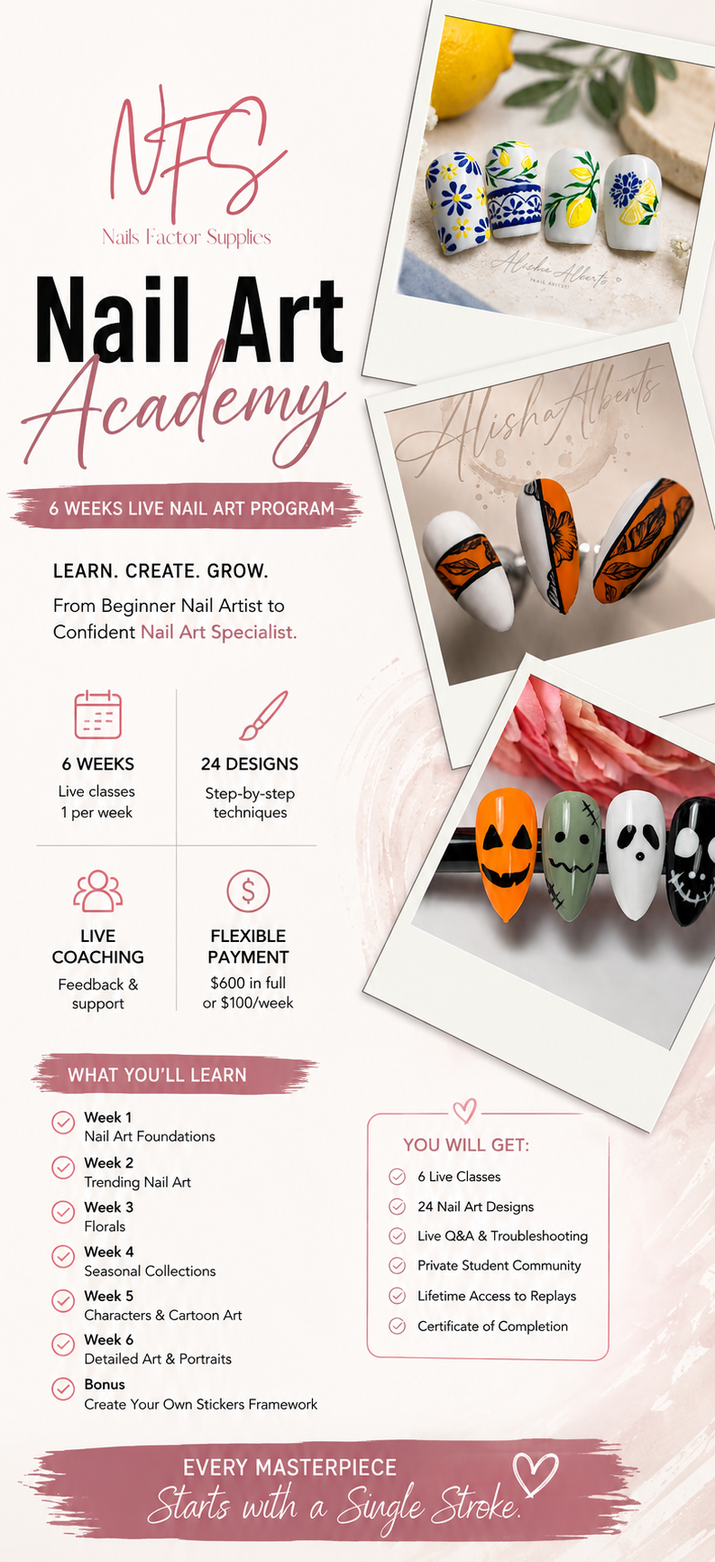 Nail Art Academy 6 week online  course