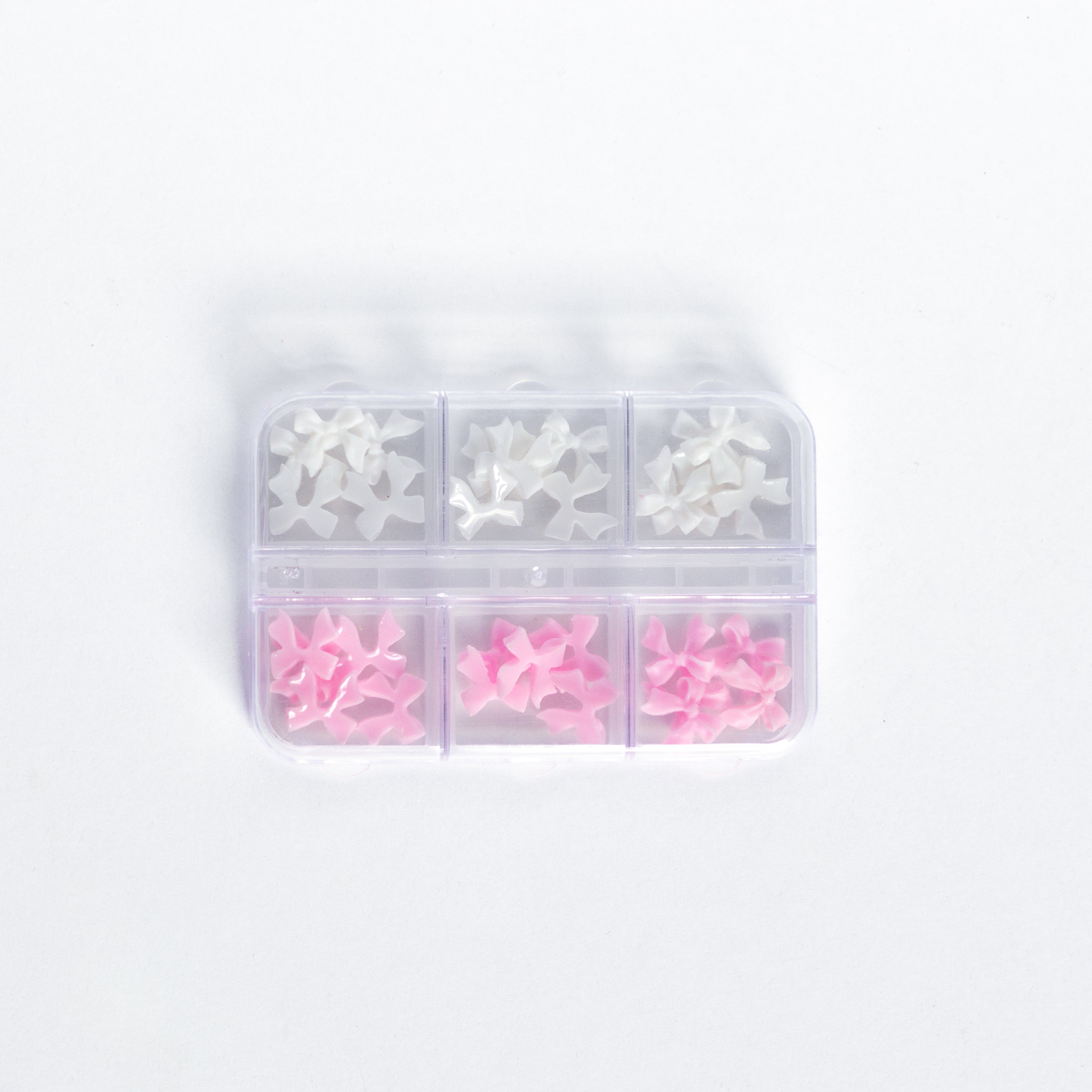 White and Pink Bow Nail Art