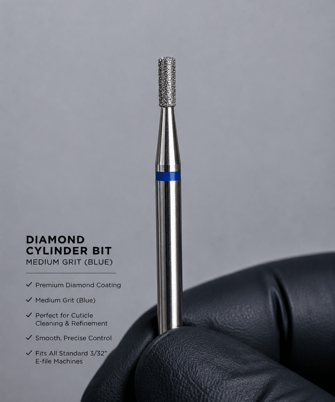 Diamond Cylinder Bit – Medium Grit (Blue) - Nails Factor Supplies