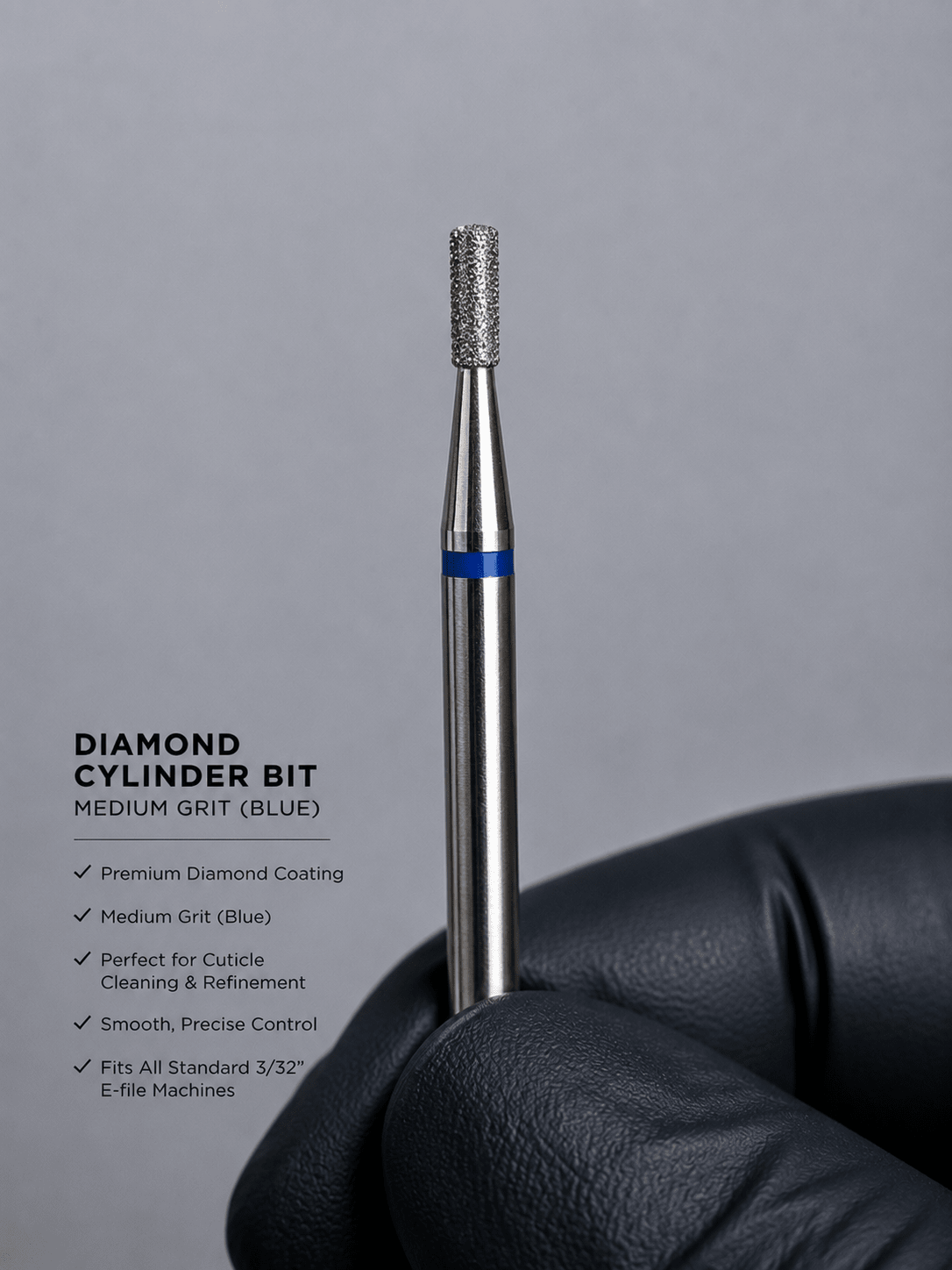 Diamond Cylinder Bit – Medium Grit (Blue) - Nails Factor Supplies