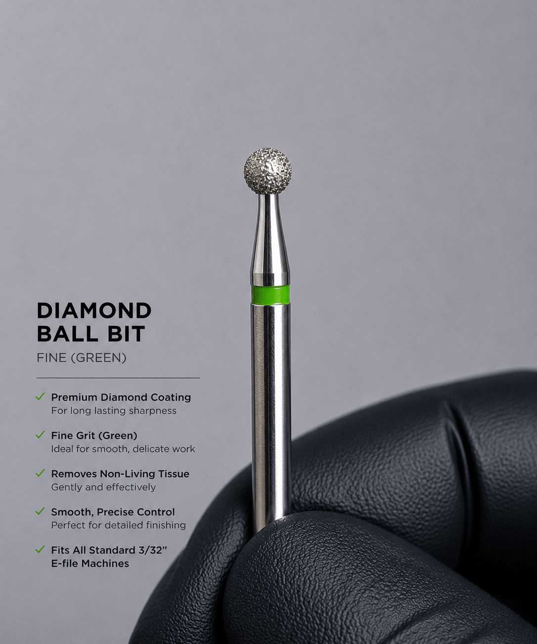 Green Diamond Ball Bit (Fine) - Nails Factor Supplies