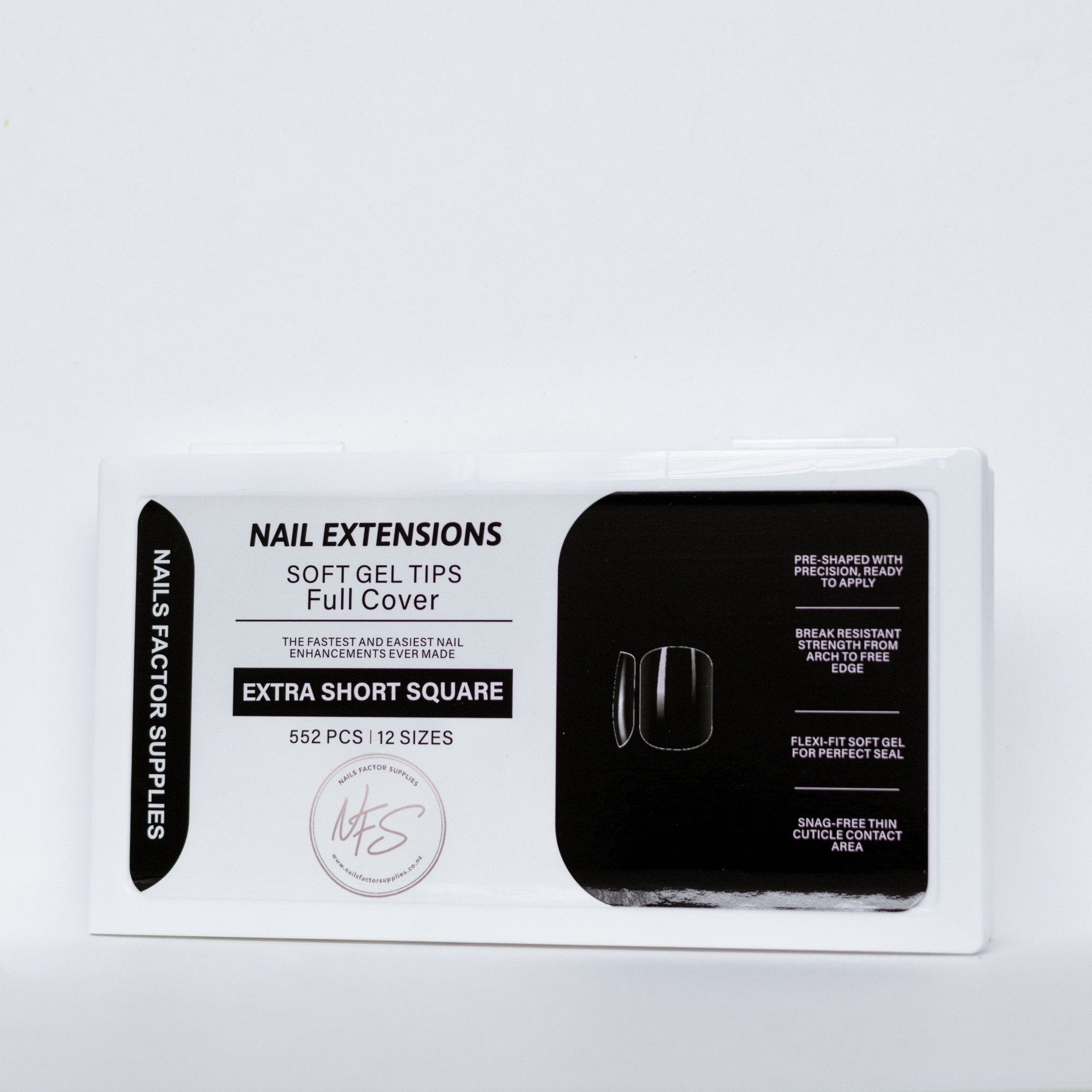 NFS Soft Gel Nail Tips – Full Cover - Extra Short Square - AUD - Nails Factor Supplies