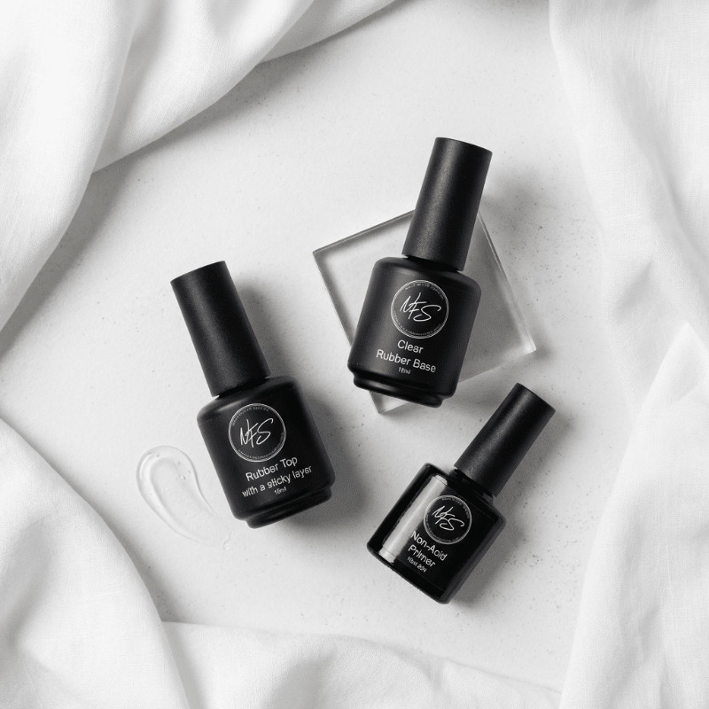 The Flex Trio — Non - Acid Primer, Rubber Base & Top Coat - Nails Factor Supplies